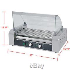 New Commercial 18 Hot Dog 7 Roller Grill Stainless Steel Cooker Machine withCover