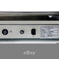 New Commercial 18 Hot Dog 7 Roller Grill Stainless Steel Cooker Machine withCover