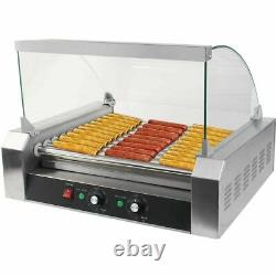 New Commercial 30 Hot Dog 11 Roller Grill Cooker Machine With cover CE New