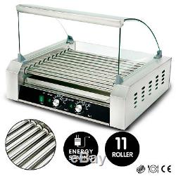 New Commercial 30 Hot Dog 11 Roller Grill Stainless Steel Cooker Machine withCover