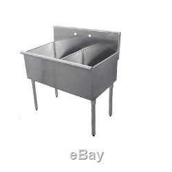 New Commercial Stainless Steel 36 X 24.5 2 Two Compartment Budget Sink 18 GA