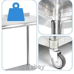 Nisorpa Commercial Stainless Steel Table with Caster Wheels 36x24in Kitchen W