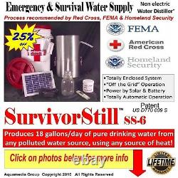 Non-Electric Water Distiller SurvivorStill 18G/Day-25%off SAVE $250.00