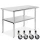 Open Box Stainless Steel 24 X 48 Nsf Commercial Kitchen Prep Table W Casters