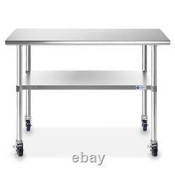 OPEN BOX Stainless Steel 24 x 48 NSF Commercial Kitchen Prep Table w Casters