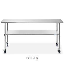 OPEN BOX Stainless Steel 24 x 72 NSF Commercial Kitchen Prep Table w Casters
