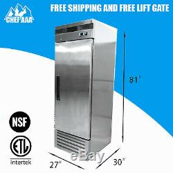 One 1 Door Stainless Steel Restaurant Commercial Reach-in Freezer Fridge NSF