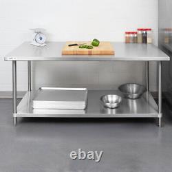PICK SIZE Stainless Steel Work Table Kitchen Prep Commercial with 4 Caster Wheels