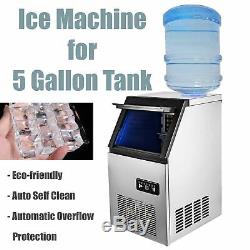 Portable Commercial Ice Maker Machine Stainless Steel Cube for 5 Gallon Bottle