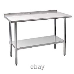 Profeeshaw Stainless Steel Prep Table NSF Commercial Work Table with Backspla