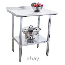 Profeeshaw Stainless Steel Prep Table NSF Commercial Work Table with Backsplash