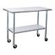 Profeeshaw Stainless Steel Prep Table With Wheels Nsf Commercial Work Table With