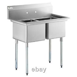 Regency 41 16-Gauge Stainless Steel 2 Compartment Commercial Sink