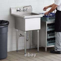 SINK 23 1/2 IN 18-GAUGE STAINLESS STEEL No Drainboard Commercial Utility Kitchen