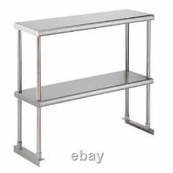 Sauber Commercial Stainless Steel Double Tier Overshelf for Work Tables 36W