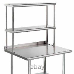 Sauber Commercial Stainless Steel Double Tier Overshelf for Work Tables 36W