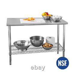 Seville Classics Commercial-grade Nsf Stainless Steel Top Worktable 49w X 24d