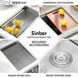 Sinber 32 Undermount 16 Gauge Single Bowl Stainless Steel Kitchen Sink