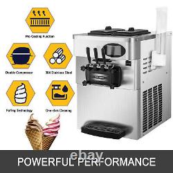 Soft Ice Cream Machine Countertop Frozen Yogurt Maker Mix 3 Flavors Commercial