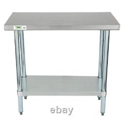 Stainless Steel 18 x 36 Work Prep Shelf Table Commercial Restaurant 18 Gauge