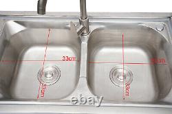 Stainless Steel 1/2 Compartment Kitchen Utility Sink Commercial Sink + Drainers