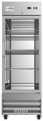 Stainless Steel 1 Glass Door Commercial Reach In Refrigerator Cooler 23 cu. Ft
