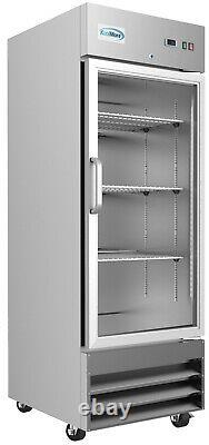 Stainless Steel 1 Glass Door Commercial Reach In Refrigerator Cooler 23 cu. Ft