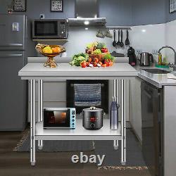Stainless Steel 36 x 24 Commercial Kitchen Restaurant Work Table with Backsplash
