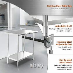 Stainless Steel 36 x 24 NSF Commercial Kitchen Work Food Prep Table Adjustable