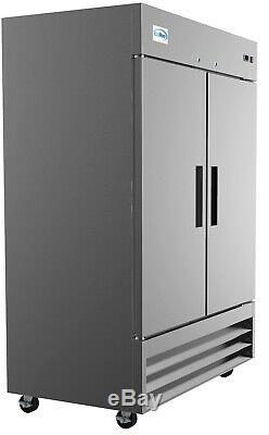 Stainless Steel 54 Two Door Commercial Reach In Refrigerator Cooler 47 cu. Ft