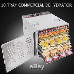 Stainless Steel Commercial Dehydrator Food Fruit Jerky Dryer 10 Tray Blower