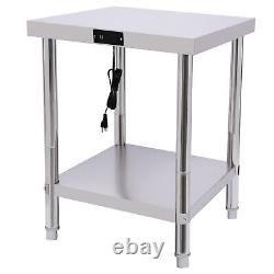 Stainless Steel Commercial Food Prep Worktable with Sockets US Plug 24x24Inches