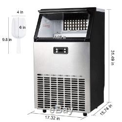 Stainless Steel Commercial Ice Maker Automatic Ice Machine 100lbs/D Auto Clean