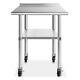 Stainless Steel Commercial Kitchen Prep Table W Backsplash Casters 24 X 30