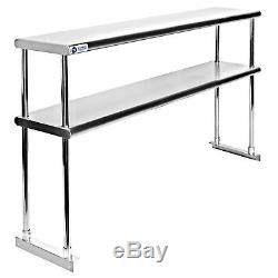 Stainless Steel Commercial Kitchen Prep Table with Double Overshelf- 30 x 60