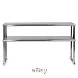 Stainless Steel Commercial Kitchen Prep Table with Double Overshelf- 30 x 60