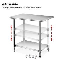 Stainless Steel Commercial Kitchen Prep & Work Table 36 In X 24 In Undershelf