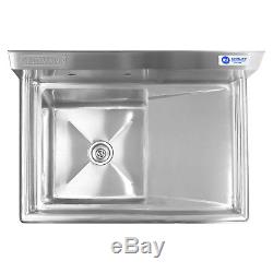 Stainless Steel Commercial Kitchen Utility Sink with Drainboard 39 wide