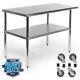 Stainless Steel Commercial Kitchen Work Food Prep Table With 4 Casters 24 X 48