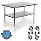 Stainless Steel Commercial Kitchen Work Food Prep Table With 4 Casters 30 X 48