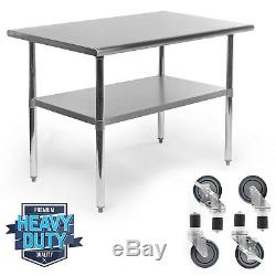 Stainless Steel Commercial Kitchen Work Food Prep Table with 4 Casters 30 x 60