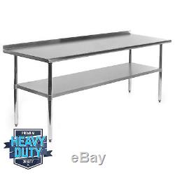 Stainless Steel Commercial Kitchen Work Prep Table with Backsplash 30 x 72