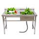 Stainless Steel Commercial Sink Kitchen Basin Wash Drain Bowl Table Compartment