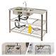 Stainless Steel Commercial Sink Utility Sink 2 Compartment Kitchen Withprep Table