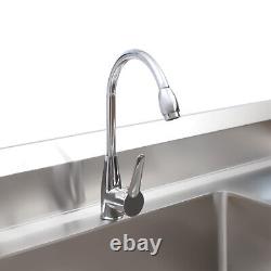 Stainless Steel Commercial Utility & Prep Sink with Basins Backsplash withDrainboard