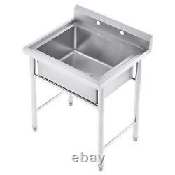 Stainless Steel Commercial Utility Sink with Basin Backsplash 23x18 Sink