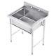 Stainless Steel Commercial Utility Sink With Basin Backsplash 23x18 Sink