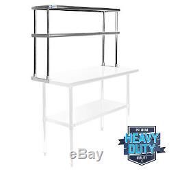 Stainless Steel Commercial Wide Double Overshelf 12 x 48 for Prep Table