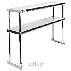Stainless Steel Commercial Wide Double Overshelf 12 x 48 for Prep Table