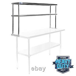 Stainless Steel Commercial Wide Double Overshelf 12 x 60 for Prep Table